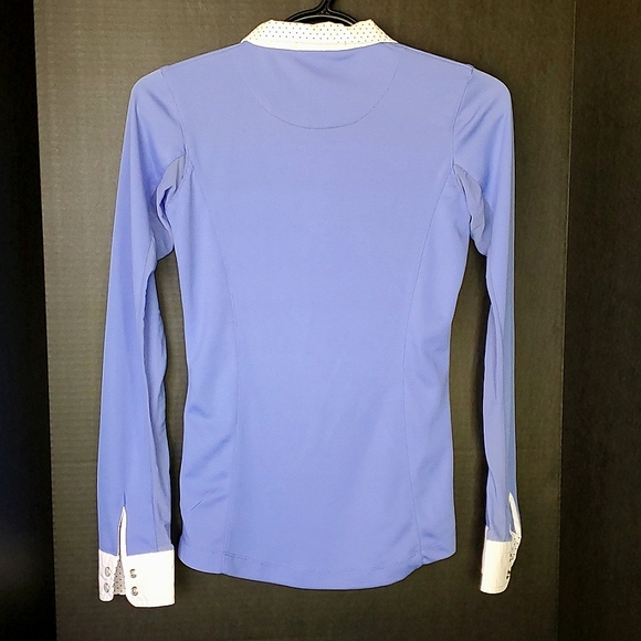 Horze Blair Women's Long-Sleeve Equestrian Show Shirt with Mesh & Collar -Size 2 - Picture 6 of 11